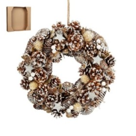 CORONA NAVIDAD TONOS BLANCOS - h9xd34cm