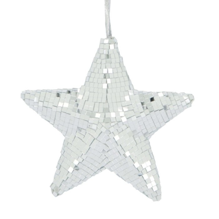 COLG ESTRELLA DISCO PLATA 18x18x6cm
