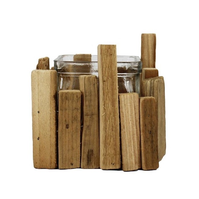 ESTRUC MADERA Y CRISTAL CUADRADO 10.5x10.5 H10CM