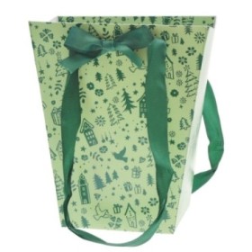 BOLSA NAVIDAD COZY VERDE 17/13x11/11x20cm 10u