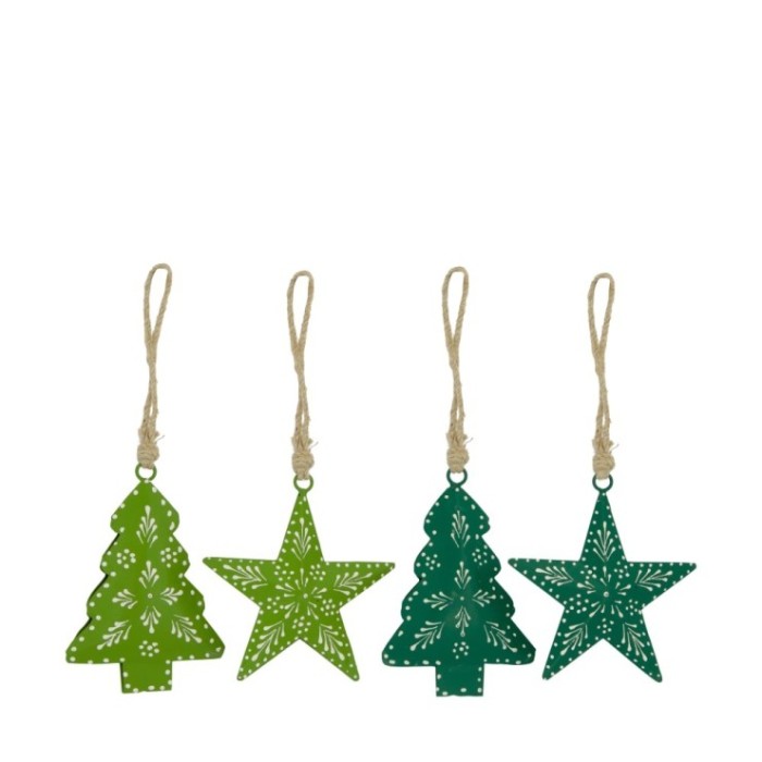 COLG AVETO/ESTRELLA METALICO 14x2x14cm VERDES UN