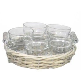 BASE MIMBRE REDONDA 5x TEALIGHT D18.5 H7CM