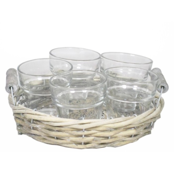 BASE MIMBRE REDONDA 5x TEALIGHT D18.5 H7CM