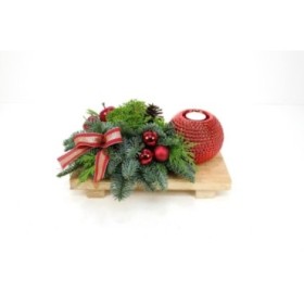 CENTRO NAVIDAD BASE MADERA 29x14.5 H15 ROJO