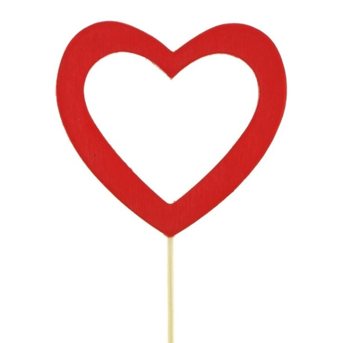 PICK CORAZON 6.5cm ROJO PALO 10cm 25uNI