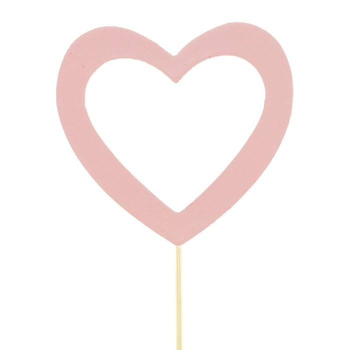 PICK CORAZON 7.5cm ROSA PALO 10cm 25uNI