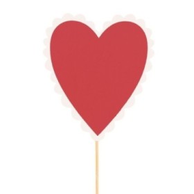 PICK CORAZON ROJO 8CM PALO 50cm 25UNI MADERA