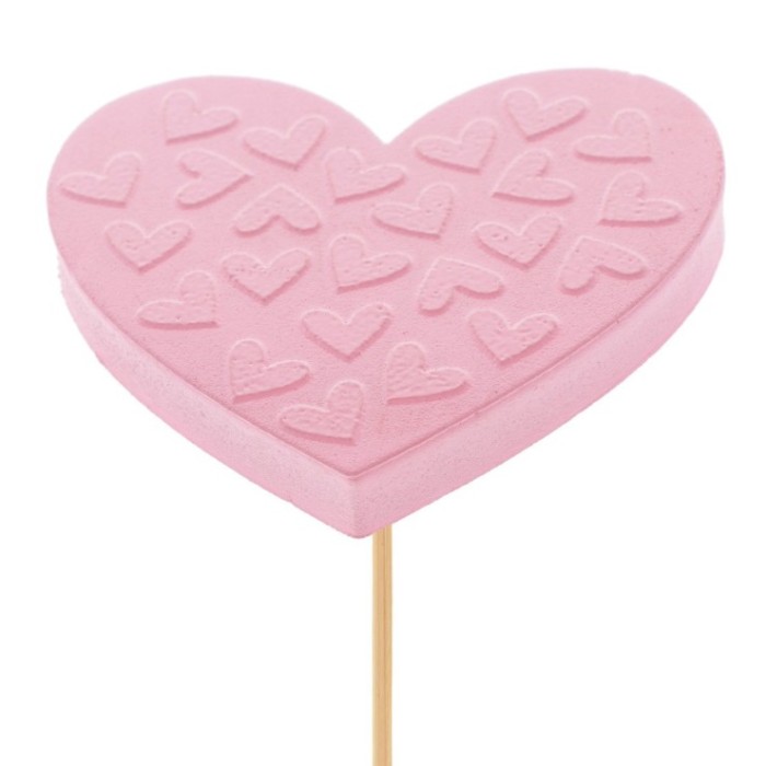 PICK CORAZON FOAM ROSA 7CM PALO 50cm 25UNI