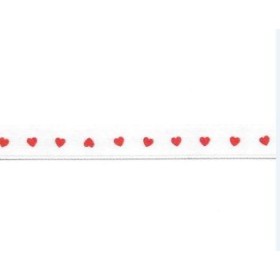 CINTA RAS BLANC CORS VERMELLS 9mm 25mt