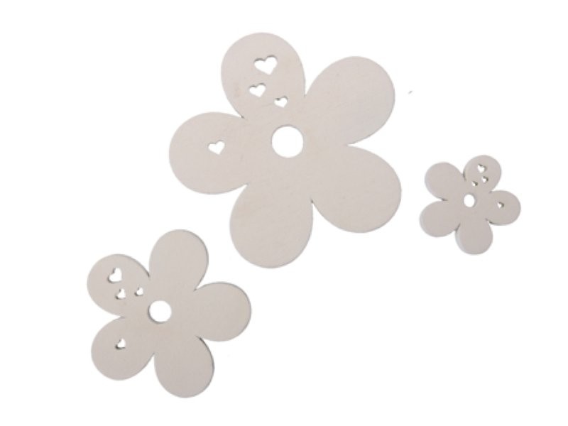 FLORS BLANQUES FUSTA 20 UNI (3 mides) 3/5/7cm