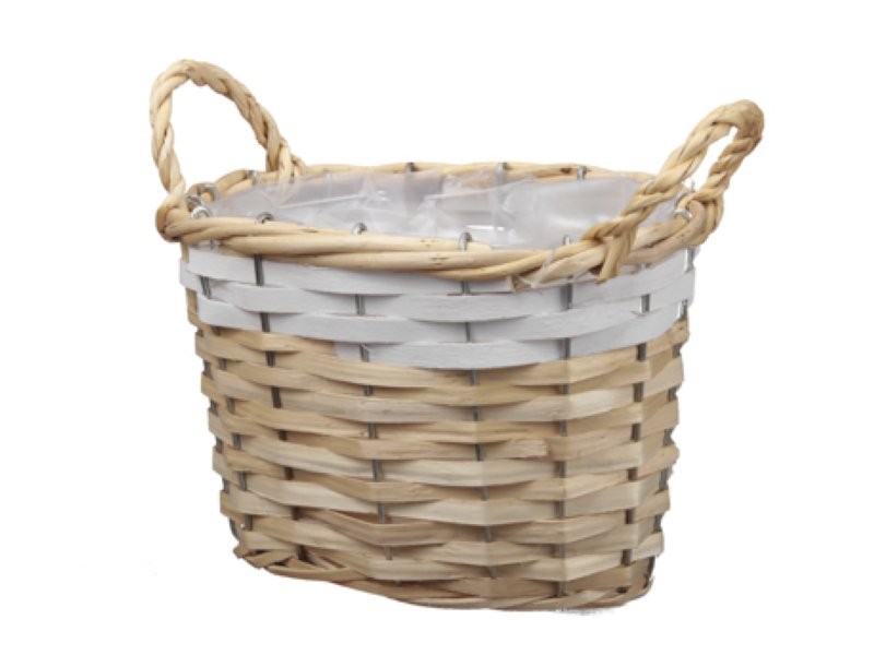 CISTELL OVAL natural/blanc D18x12x13cm