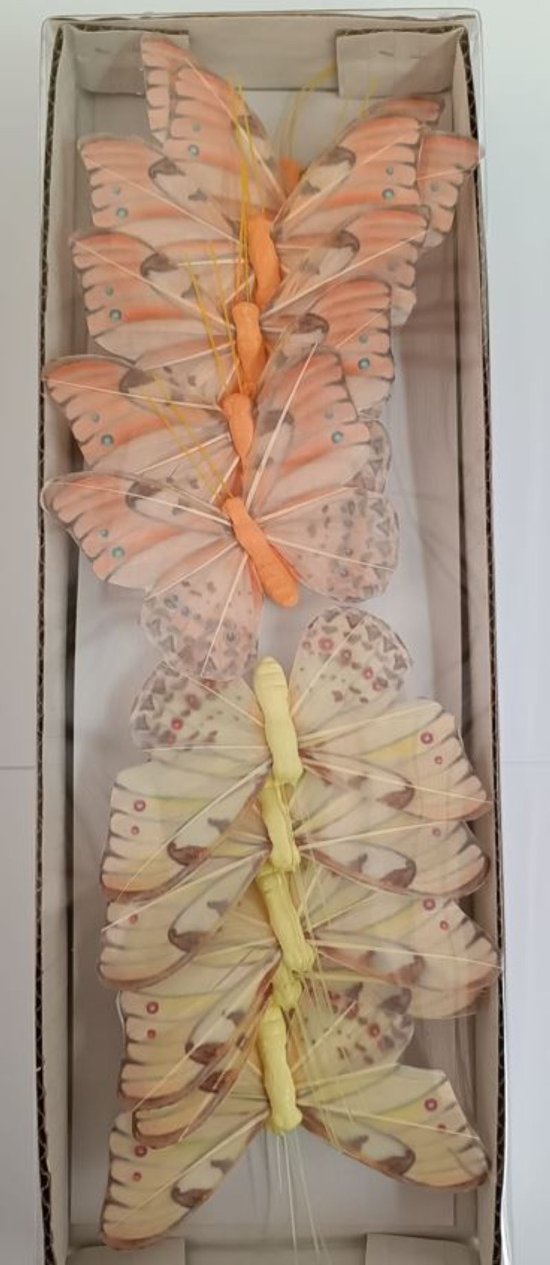 PAPALLONES GROC/TARONJA ENFILFERRADES 12UNI 9x7cm