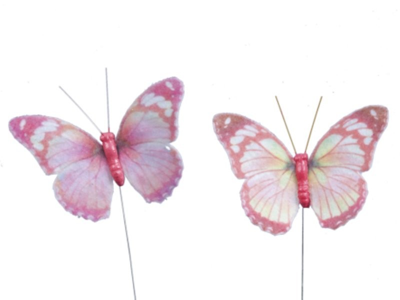 PAPALLONES ROSES ENFILFERRADES 12UNI 9x7cm