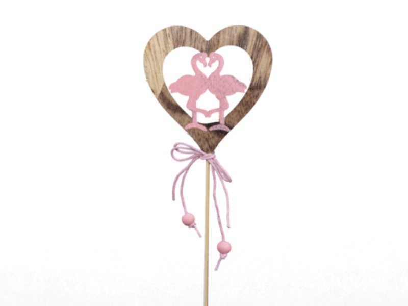 PICK COR AMB FLAMENC ROSA 8.5cm 10UNI