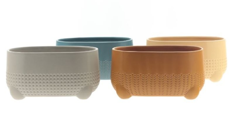 BOL CERAMICA OVAL LIAM 20x11x10.5cm MIX x4