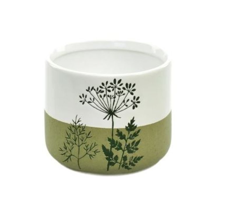 CERAMICA TEST FULLES D13.5 H10cm VERD-BLANC