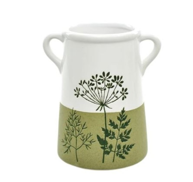 CERAMICA GERRO ALT FULLES D11.5 H16cm VERD-BLANC