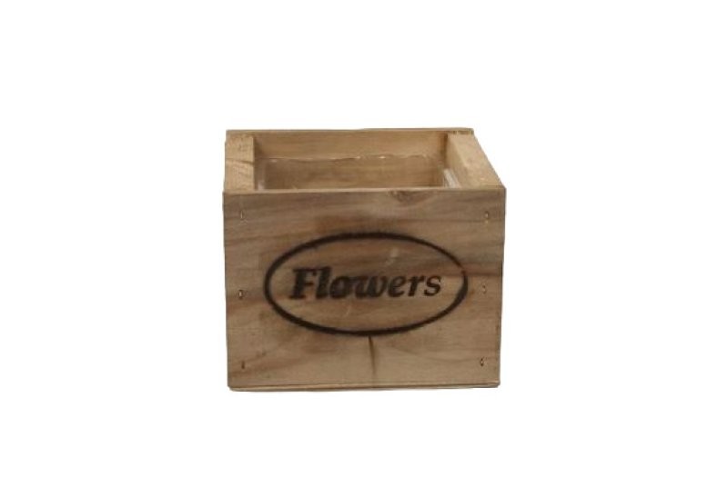 CALAIX FUSTA QUADRAT 16x14cm FLOWERS ES12