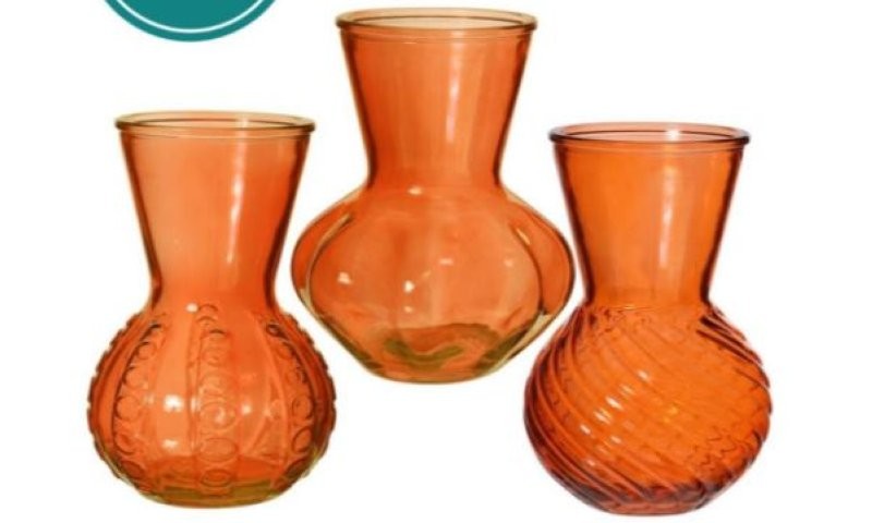 VIDRE GERRO TARONJA KRISTAL D13 H18CM 3MODELS UNI