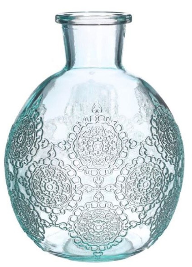 VIDRE AMPOLLA BOLOGNA BLAU CLAR H17 D13cm