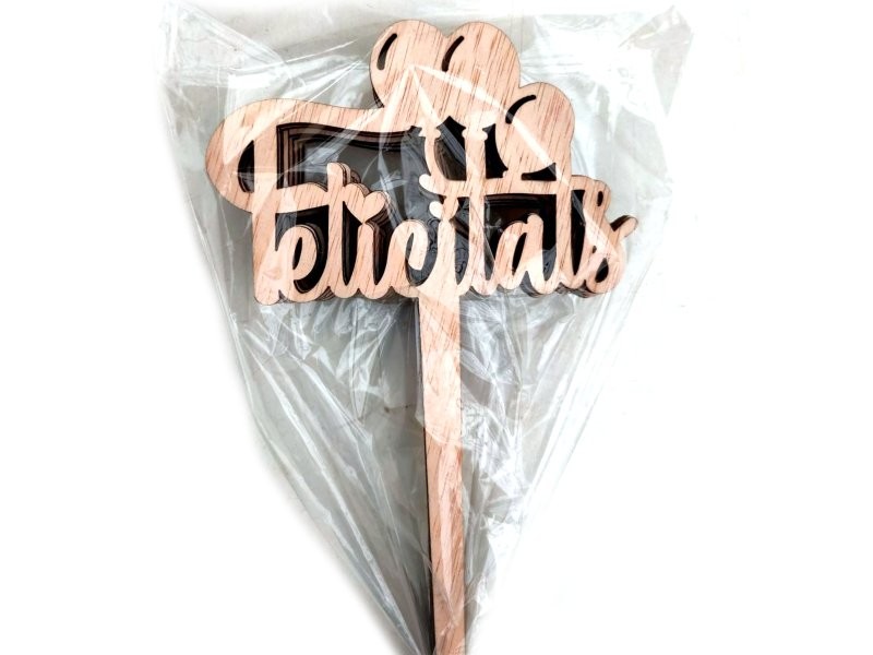 PICK FELICITATS GLOBUS h25cm FUSTA 10u