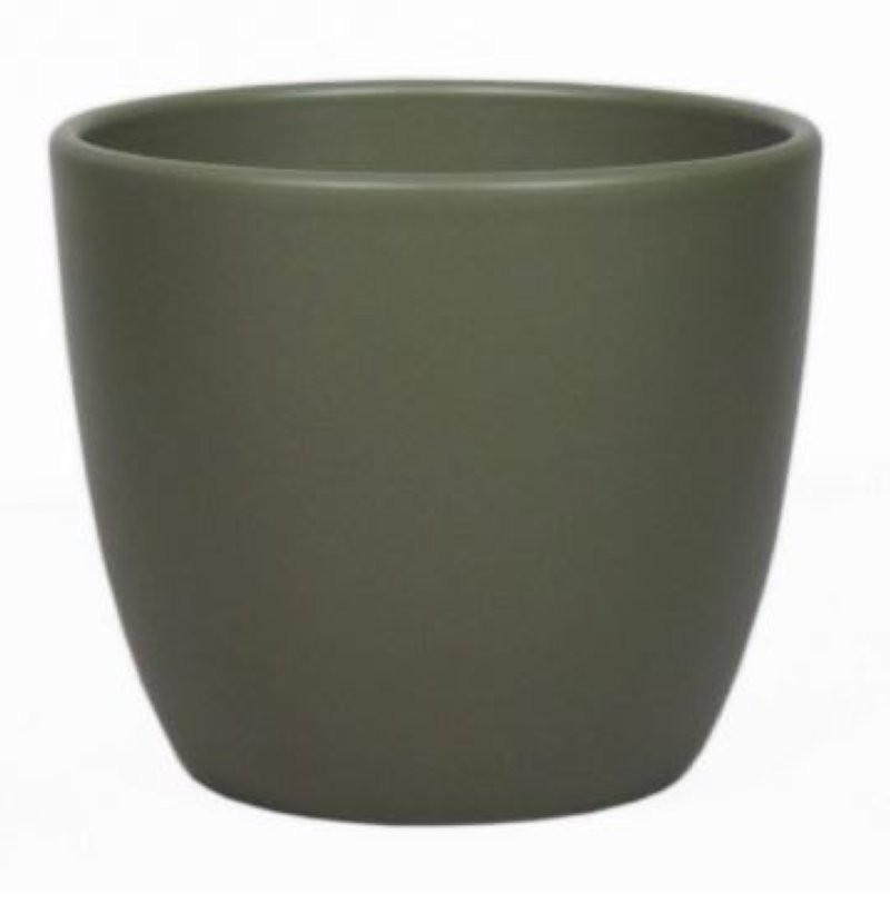 CERAMICA POT BOULE D17.5 H15CM VERD ARMY MAT
