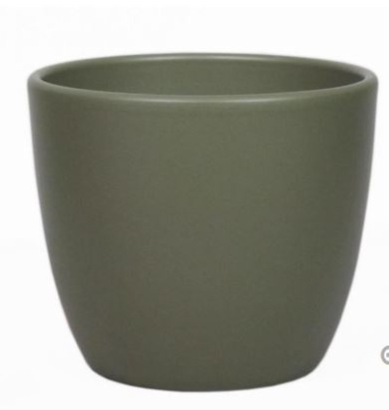 CERAMICA POT BOULE D12 H9.8CM VERD ARMY MAT ES10.5