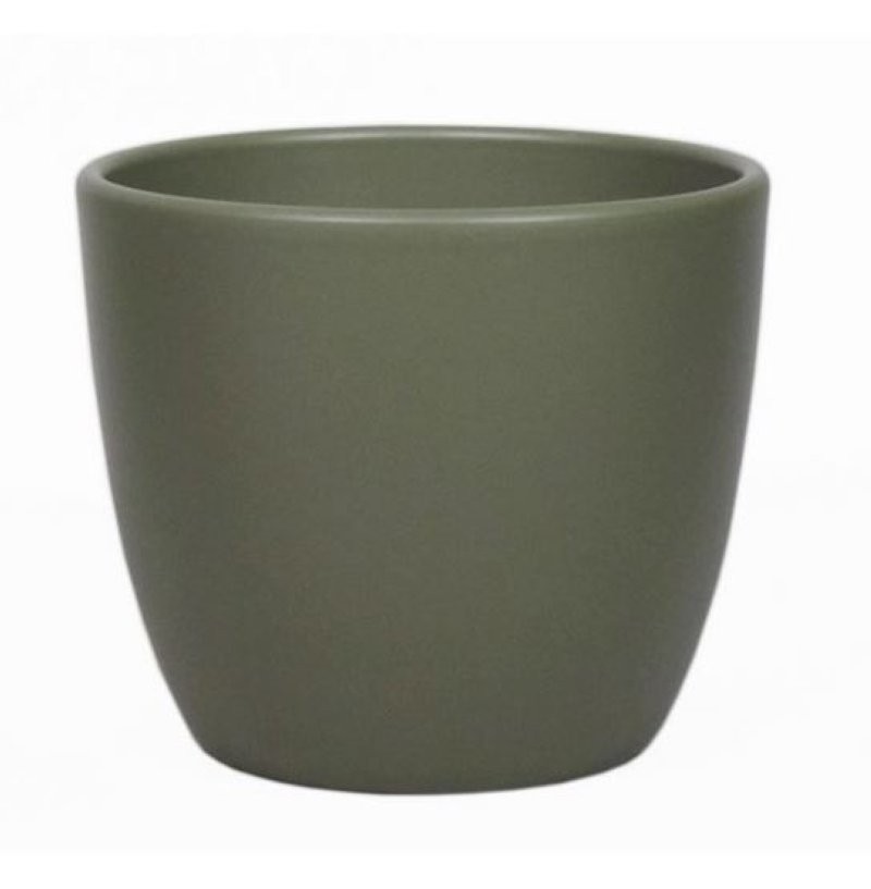 CERAMICA POT BOULE D8.5 H6.5CM VERD ARMY MAT ES7