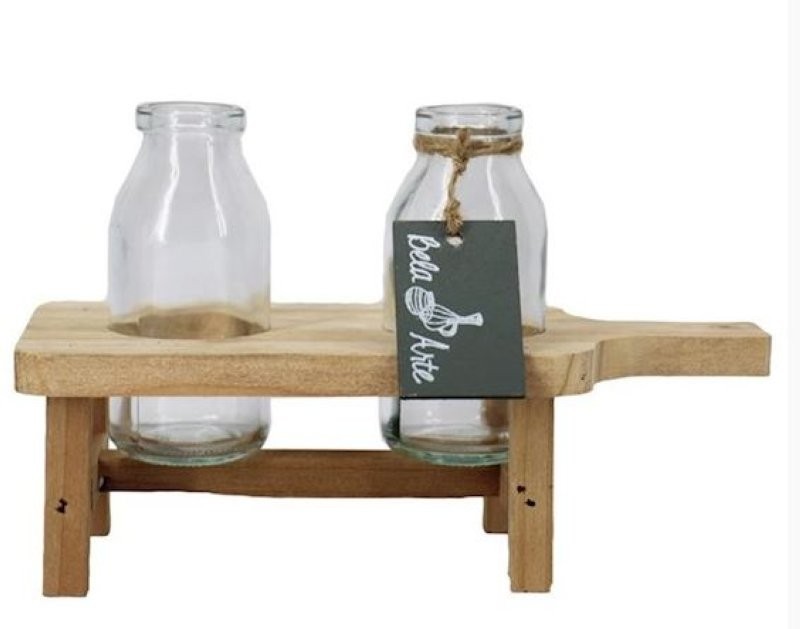 SAFATA FUSTA I 2 VIDRES 21.5X10X12.5cm