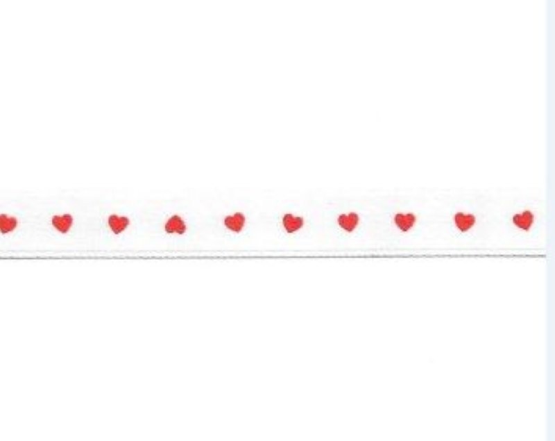 CINTA RAS BLANC CORS VERMELLS 9mm 25mt