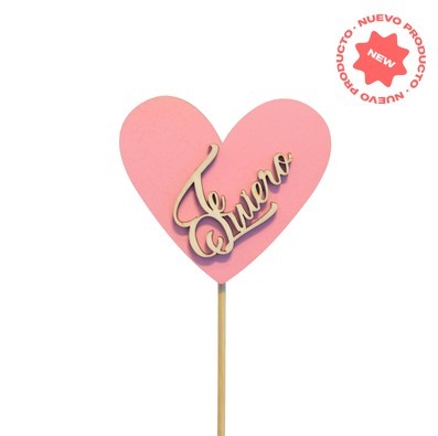 PICK COR TE QUIERO h50cm FUSTA ROSA 1UNI