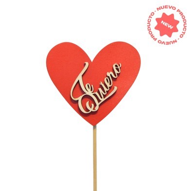 PICK COR TE QUIERO h50cm FUSTA VERMELL1UNI