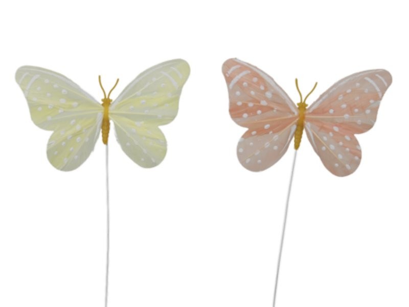 PAPALLONES PLUMES AMB PUNTETS TRJ/GROC 12,5x7,5CM 12UNI FLIFERRO