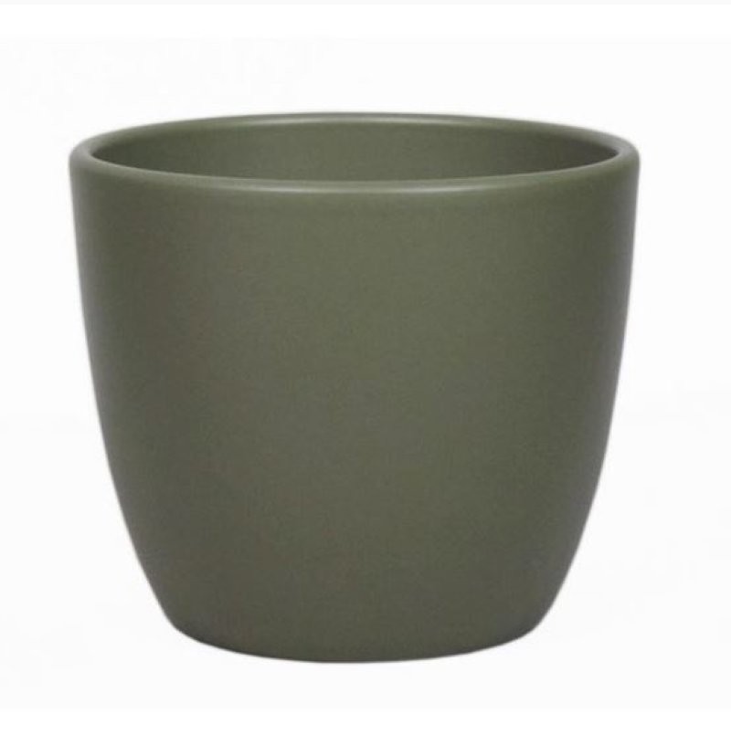 CERAMICA POT BOULE D22.5 H19.5CM VERD ARMY MAT