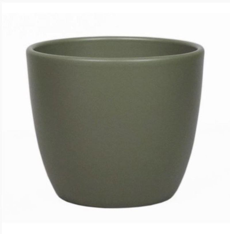 CERAMICA POT BOULE D19.5 H17CM VERD ARMY MAT ES17
