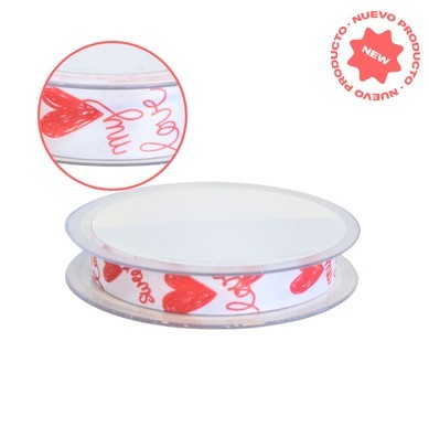 CINTA BLANCA CORS VERMELLS  15mm 20mt COTO