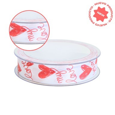 CINTA BLANCA CORS VERMELLS 25mm 20mt COTO