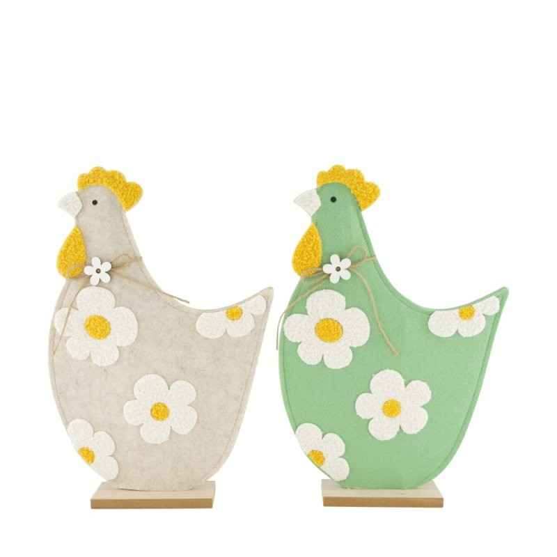 GALLINES VERDA/GRISA AMB BASE   26x6x39cm C/2 UNI