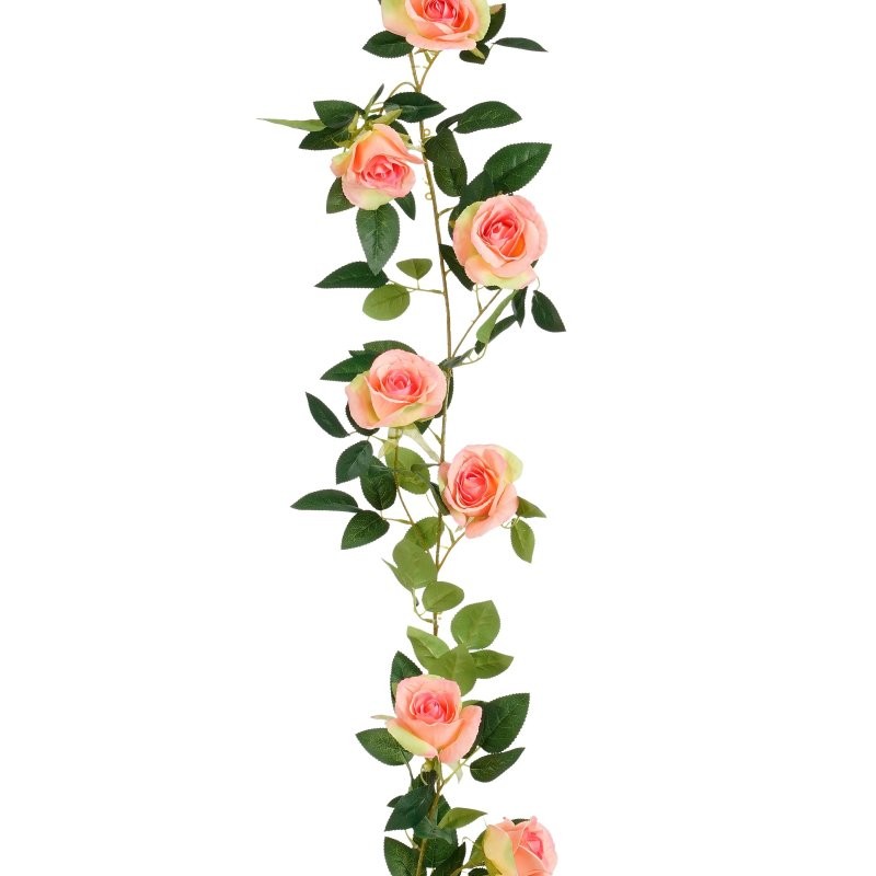 GARLANDA DE FULLES I ROSES TARONGES 180xw15xh6cm