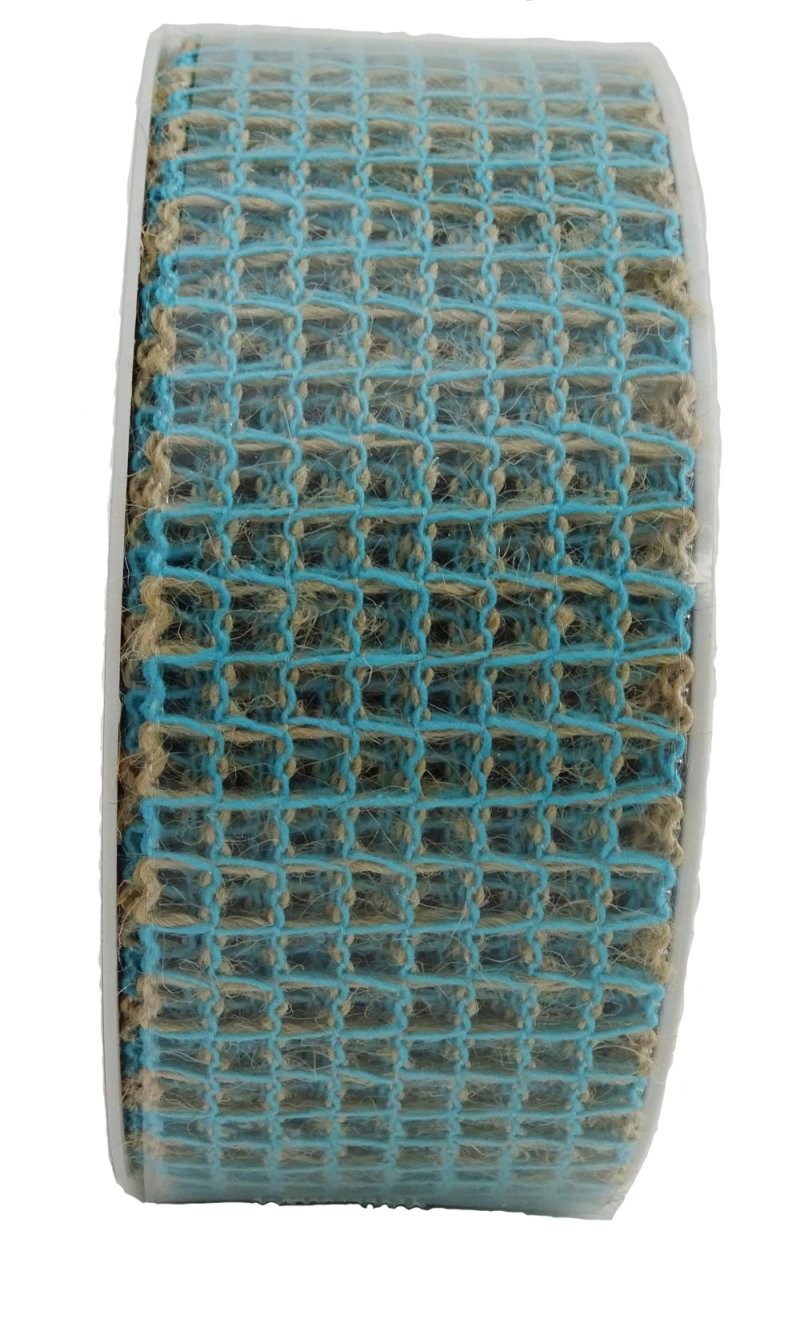 CINTA YUTE VANNA 40mmx10m NATURAL I TURQUESA