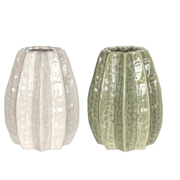 CERAMICA GERRO D11.5 H15cm 2ass VERD/CREMA