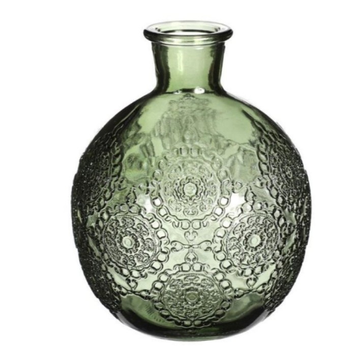 VIDRE AMPOLLA BOLOGNA h.12 Ø9,5 cm VERD FOSC