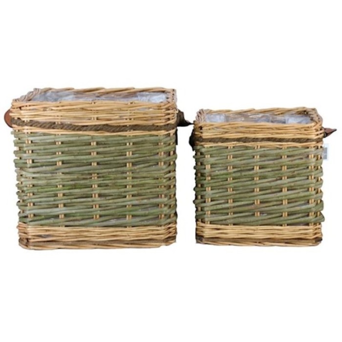 CISTELL CUBIC SET 2  D37H37-D47H43cmVERD MARRO