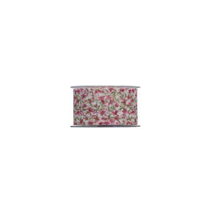 CINTA LINO FLORAL  ROSA 70mmx25m
