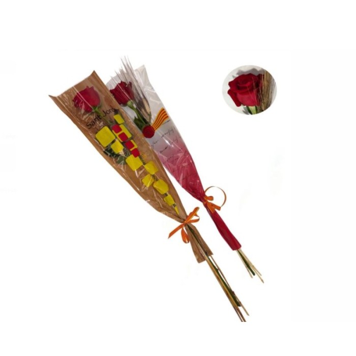 FLOR, SANT JORDI nr. 70, 1 Rosa 70cm. +3 espigues