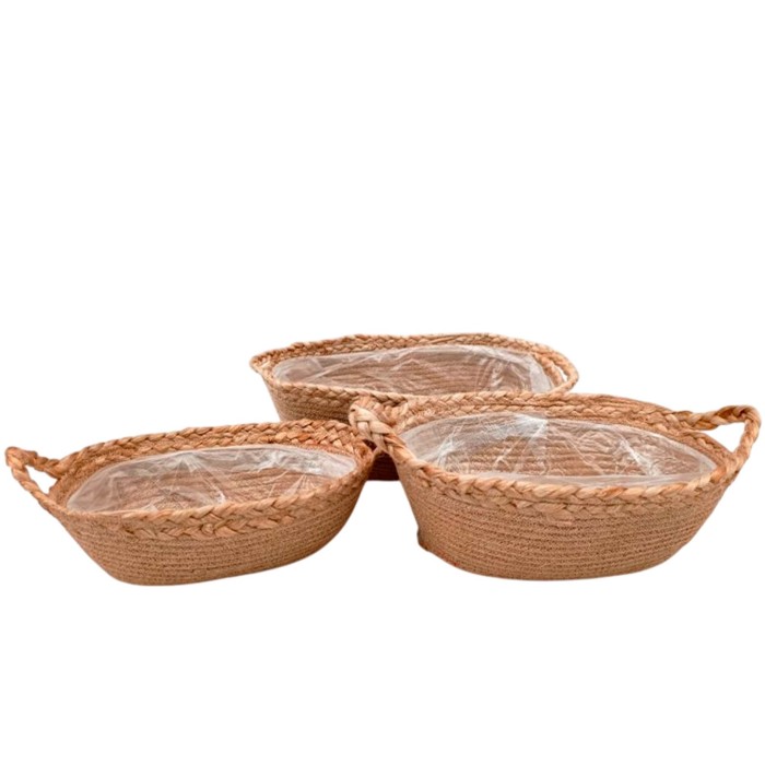 TEST OVAL YUTE NATURAL SET3 29x17x11cm/35x24x14,5cm
