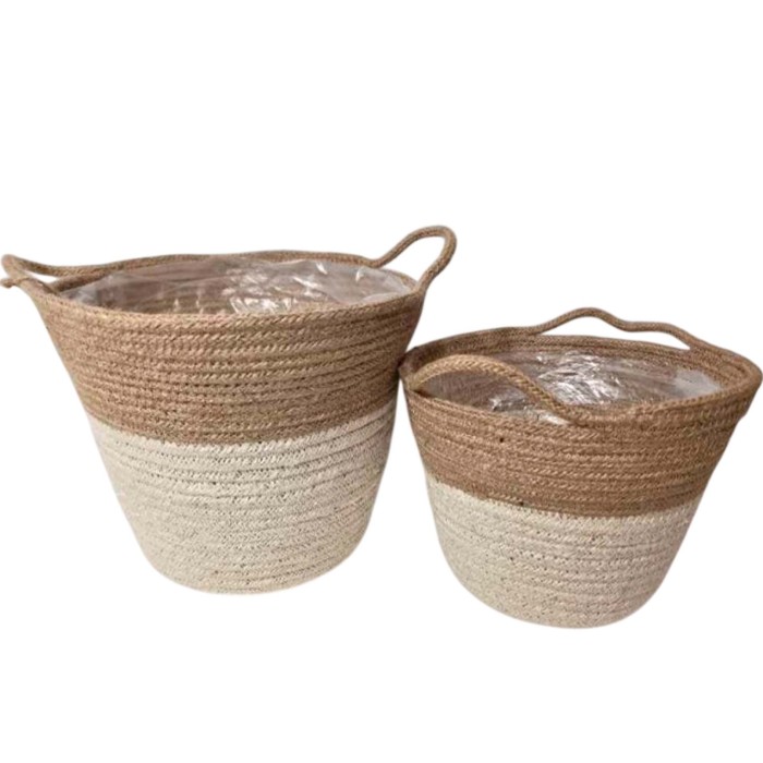 TEST RODO BL/NATURAL YUTE SET2 D15xH19cm/D12xH15cm