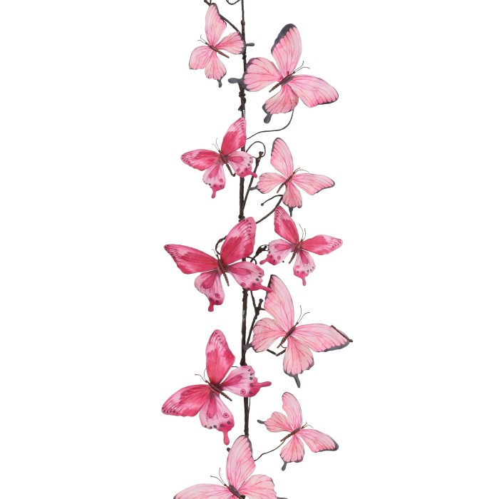 GARLANDA PAPALLONES ROSES 110cm