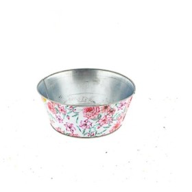 BOL BLANC ZINC FLORS ROSES  D25 H10cm