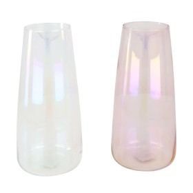 VIDRE GERRO IRISAT D11.5 H17.5CM ROSA/BLANC UN